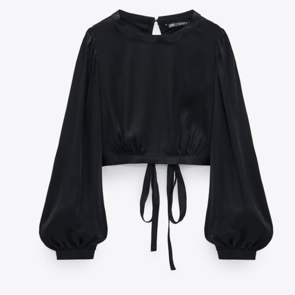 Zara Cropped Satin Shirt